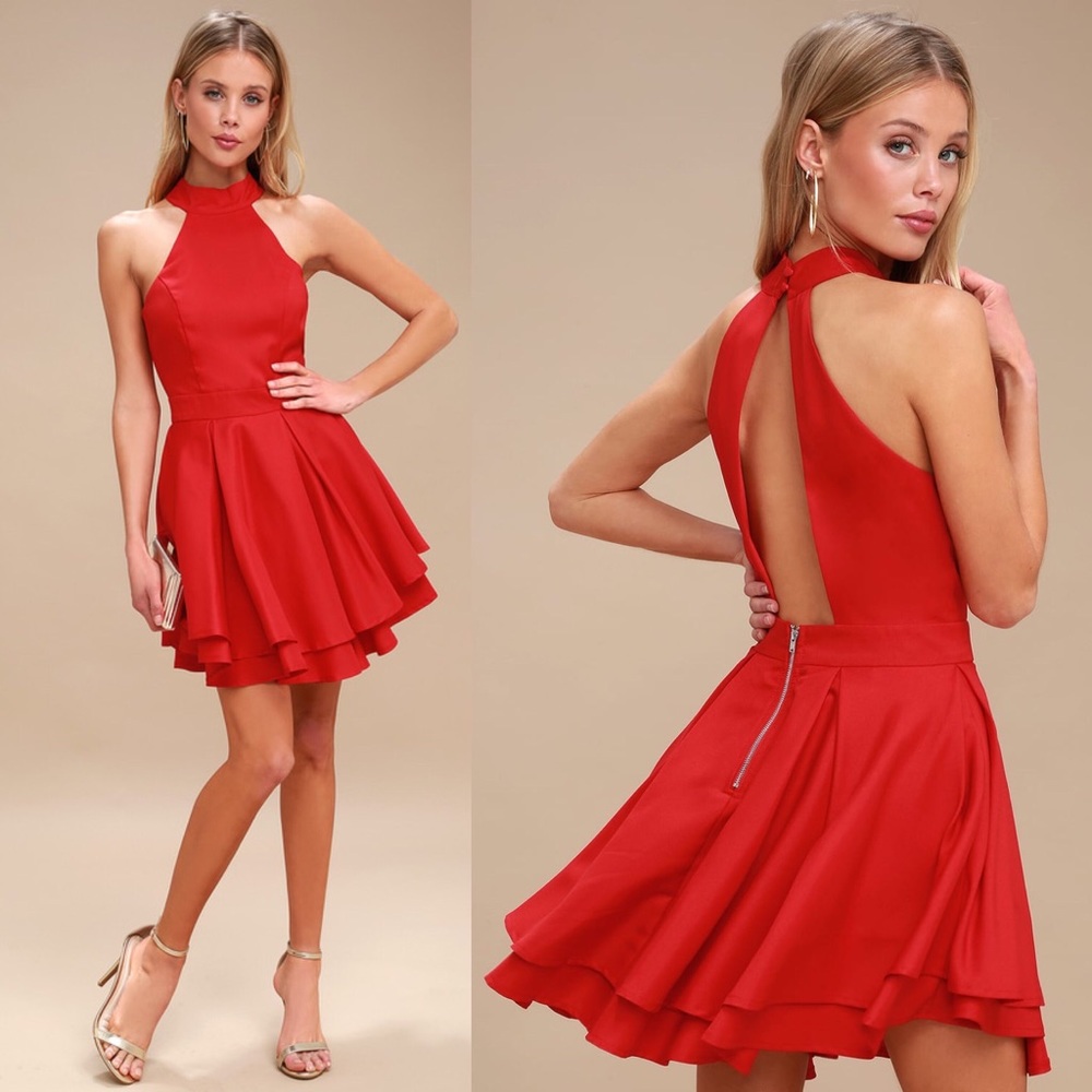 Lulu's Red Halter Dress